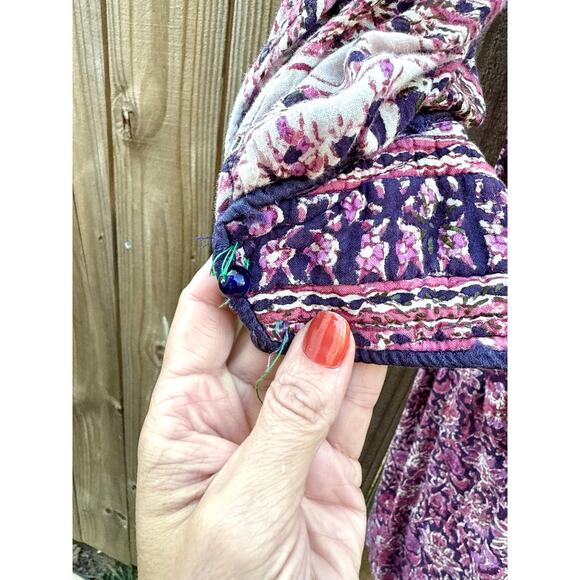 True 1970s Blockprint Made In India Cotton Dress — Authentic Vintage - Picture 9 of 15